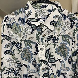 Tasso Elba Blue and Green Floral Men's Shirt